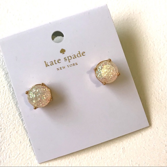 kate spade Jewelry - Kate Spade Small Glitter opal gumdrop Earrings